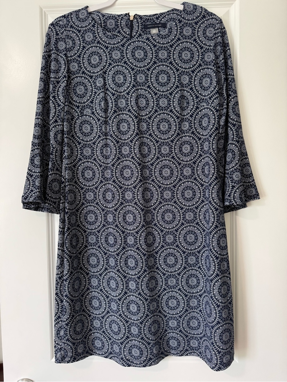 Tommy Hilfiger Navy and White Midi Shift Dress